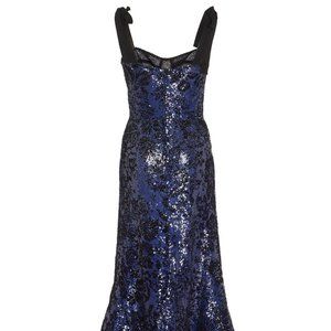 Silvia Tcherassi Synthetic Dore Sequined Satin Gown